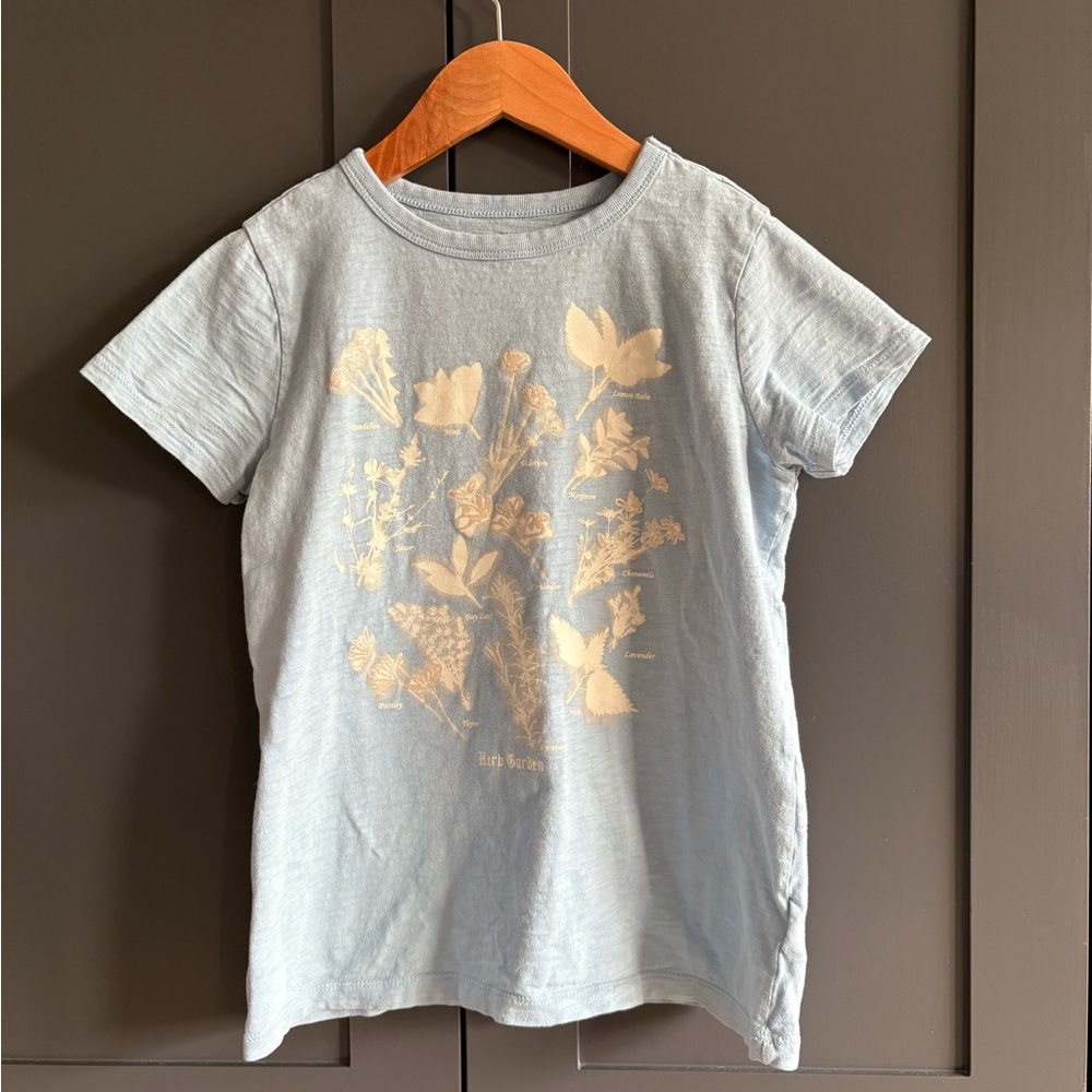 Crewcuts Light Blue Tee with Floral Design